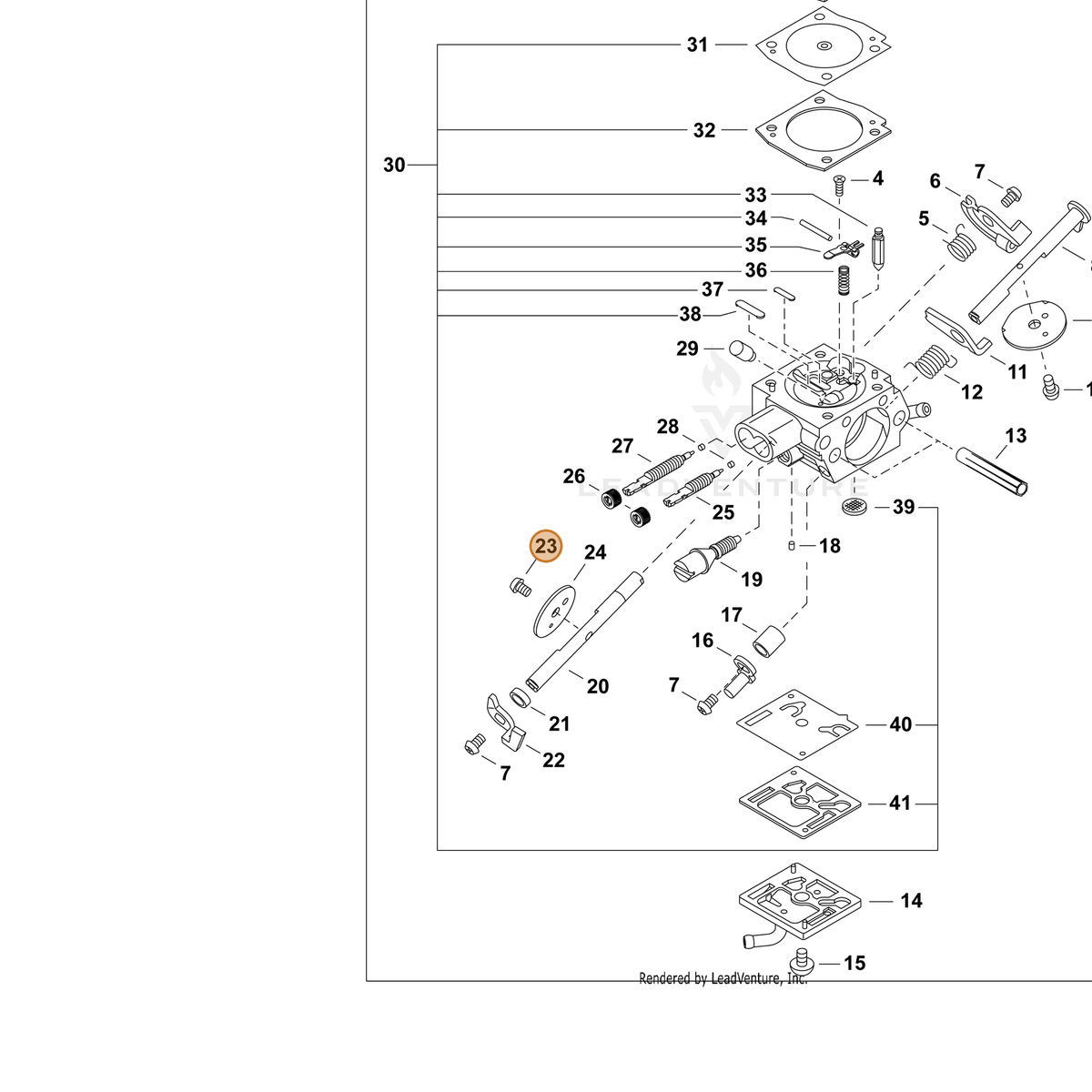 ECHO part P005003170 — IPL diagram snippet (6x zoom, amber highlight)