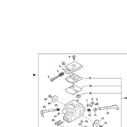 ECHO part P005003180 — IPL diagram snippet (6x zoom, amber highlight)