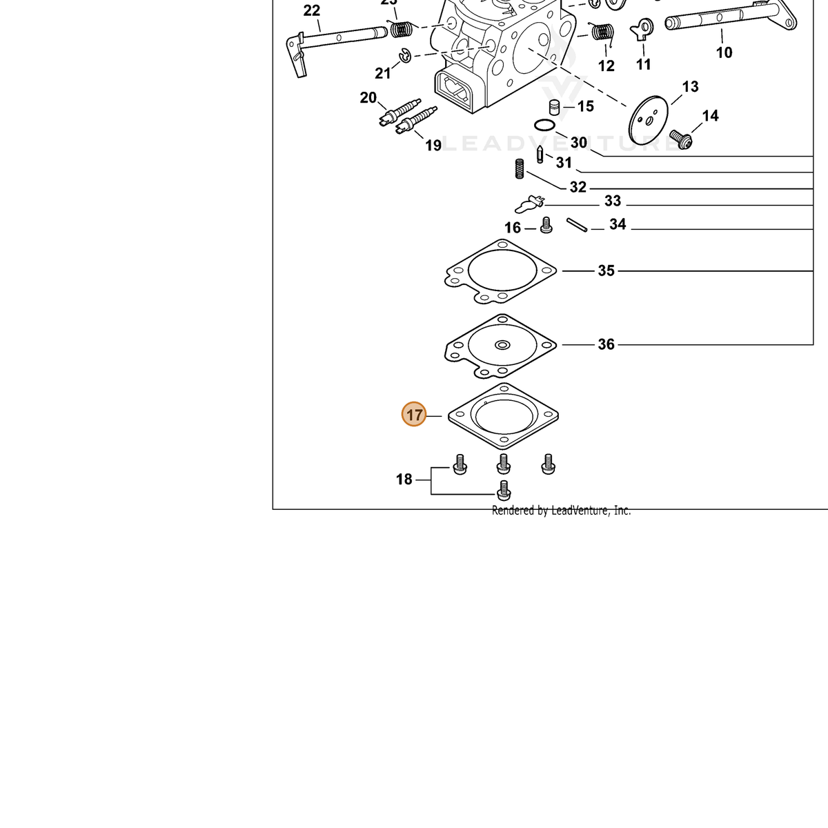 ECHO part P005003210 — IPL diagram snippet (6x zoom, amber highlight)