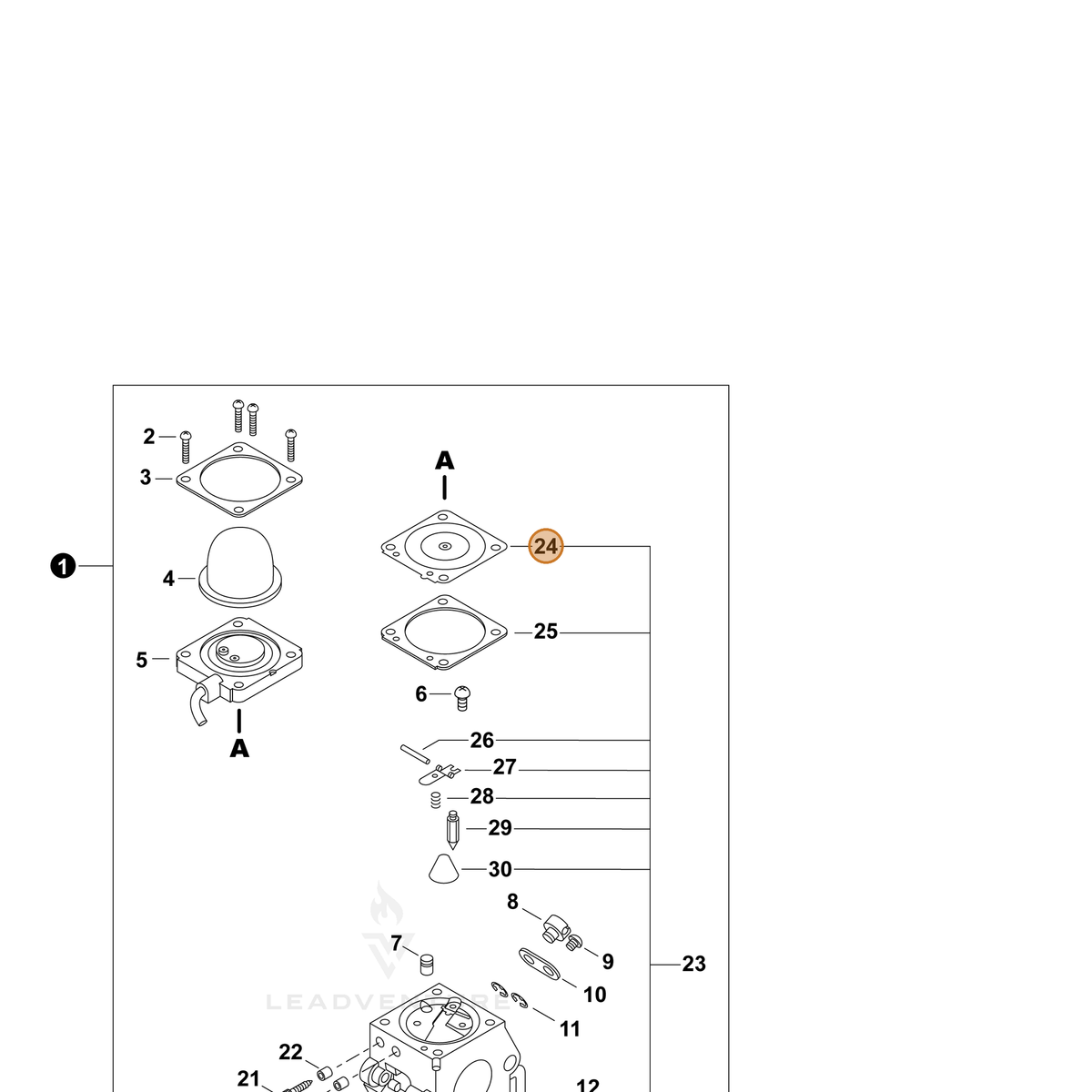 ECHO part P005003560 — IPL diagram snippet (6x zoom, amber highlight)