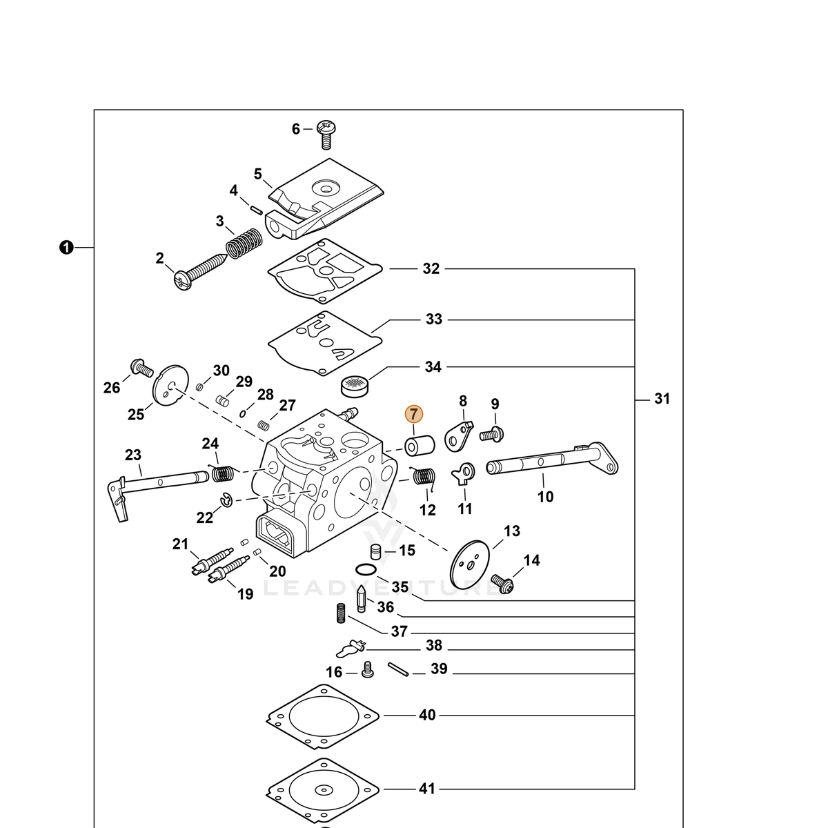 ECHO part P005003630 — IPL diagram snippet (6x zoom, amber highlight)