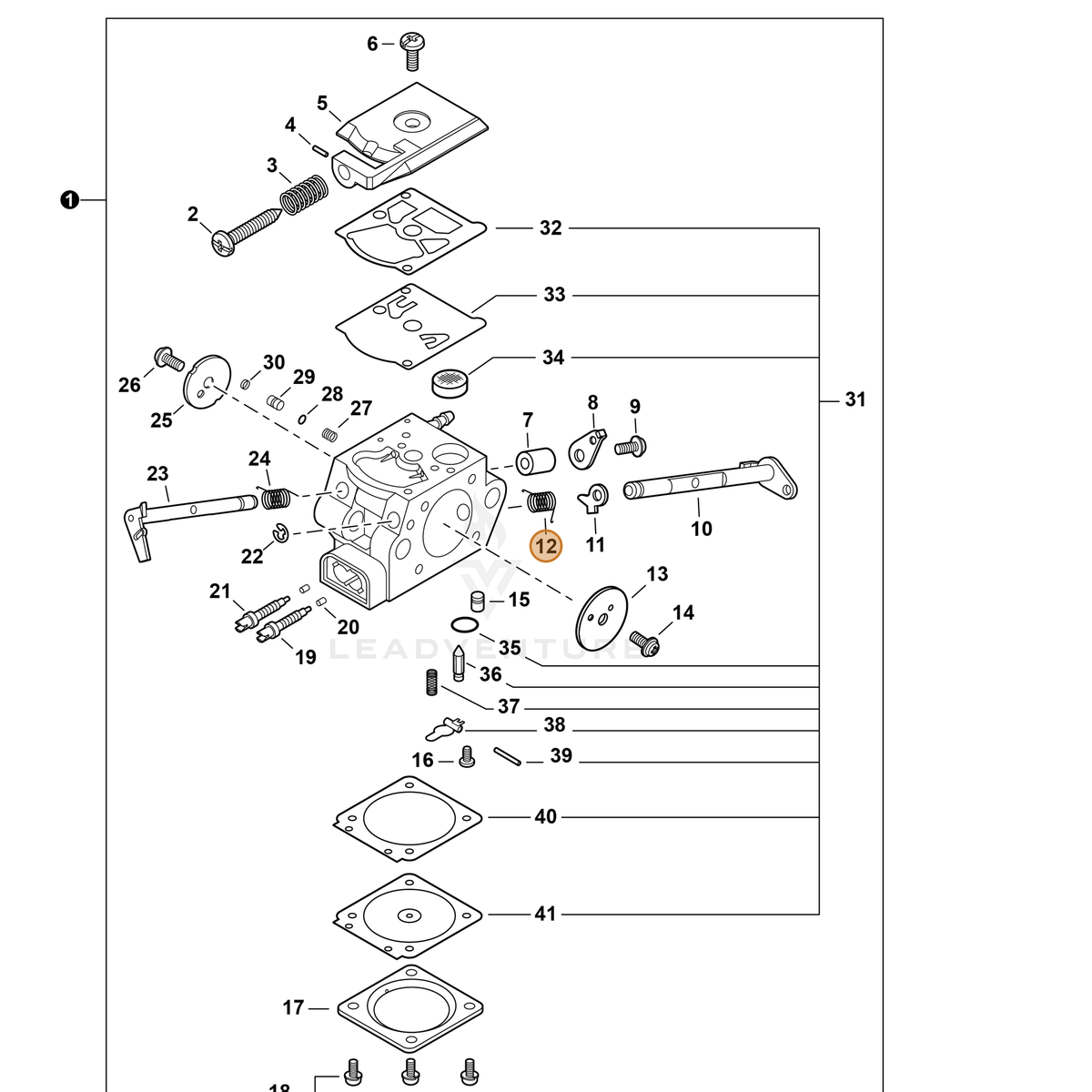 ECHO part P005003650 — IPL diagram snippet (6x zoom, amber highlight)