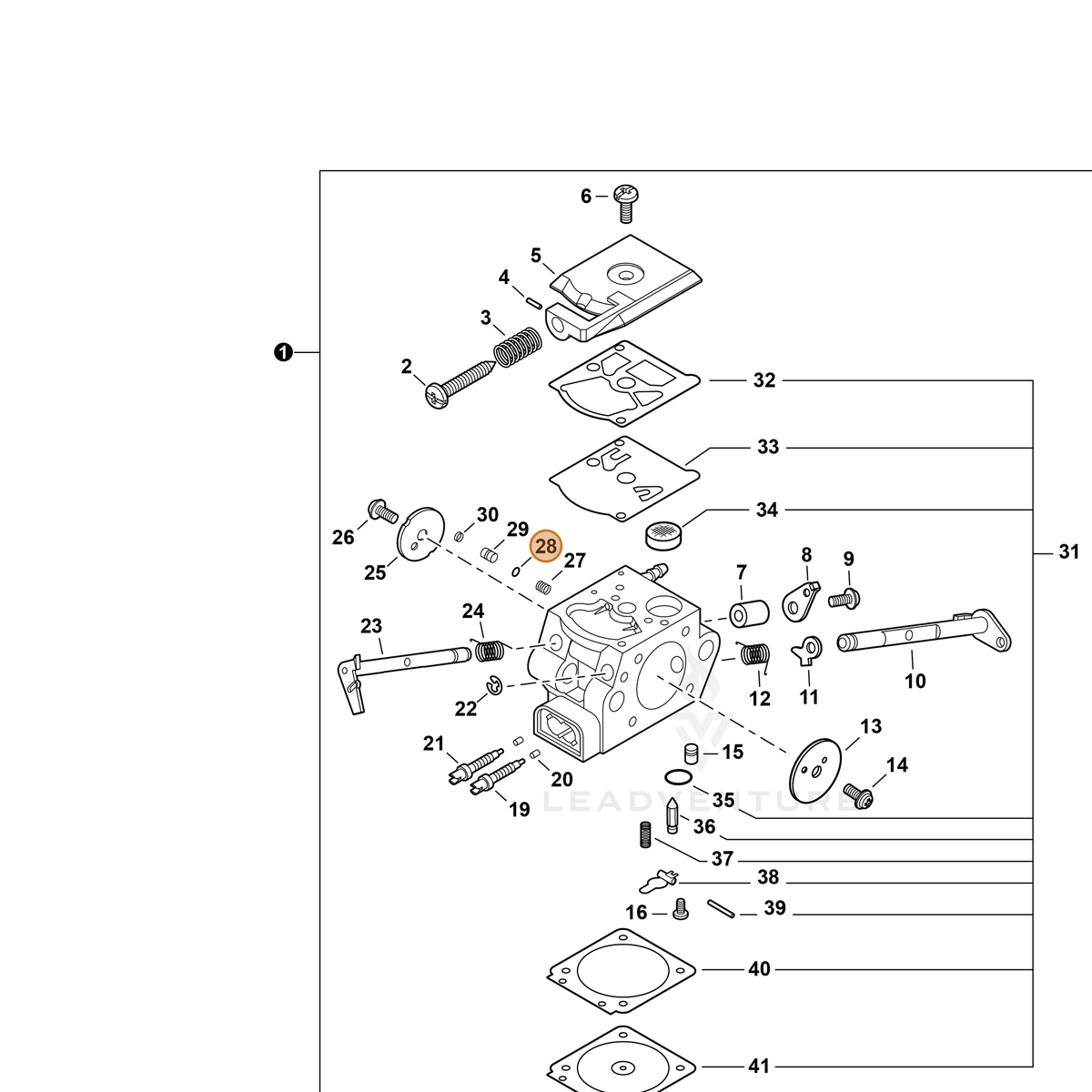 ECHO part P005003680 — IPL diagram snippet (6x zoom, amber highlight)