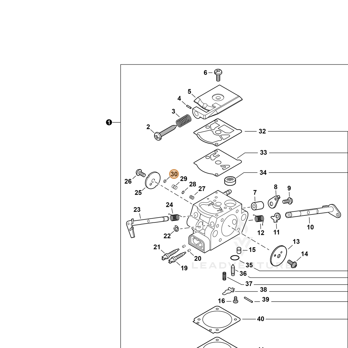 ECHO part P005003690 — IPL diagram snippet (6x zoom, amber highlight)