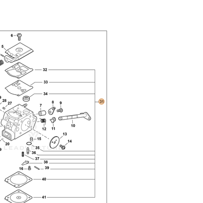 ECHO part P005003700 — IPL diagram snippet (6x zoom, amber highlight)