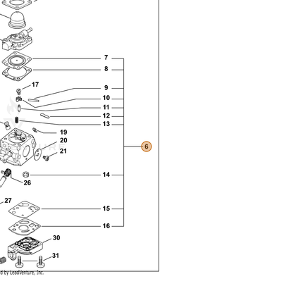ECHO part P005003730 — IPL diagram snippet (6x zoom, amber highlight)