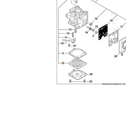 ECHO part P005003760 — IPL diagram snippet (6x zoom, amber highlight)