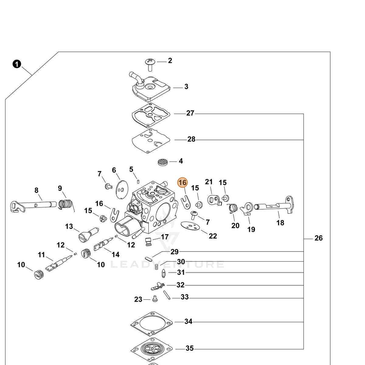 ECHO part P005003820 — IPL diagram snippet (6x zoom, amber highlight)