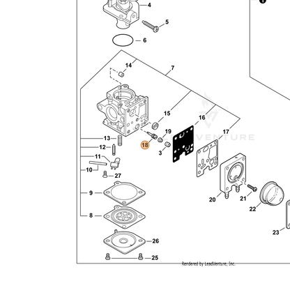 ECHO part P005004050 — IPL diagram snippet (6x zoom, amber highlight)