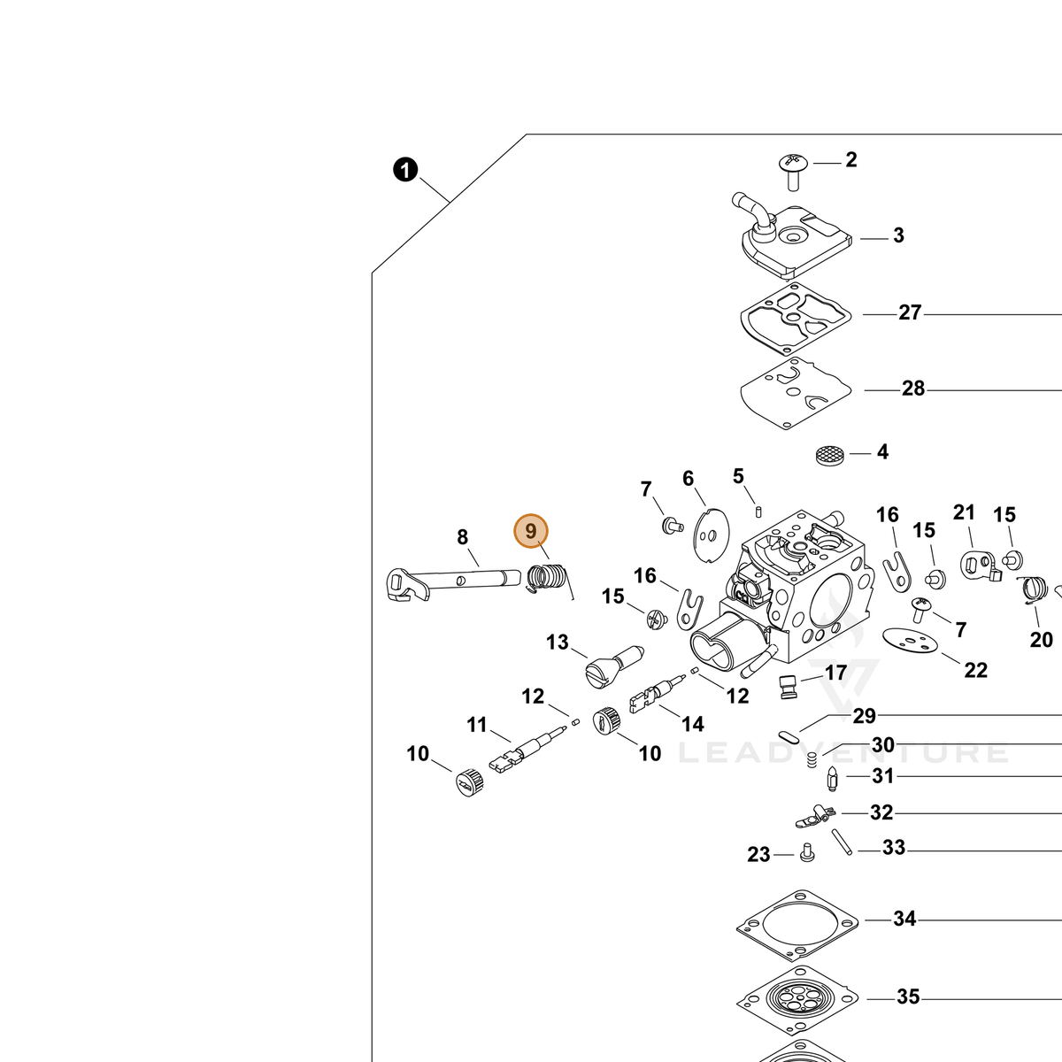 ECHO part P005004090 — IPL diagram snippet (6x zoom, amber highlight)