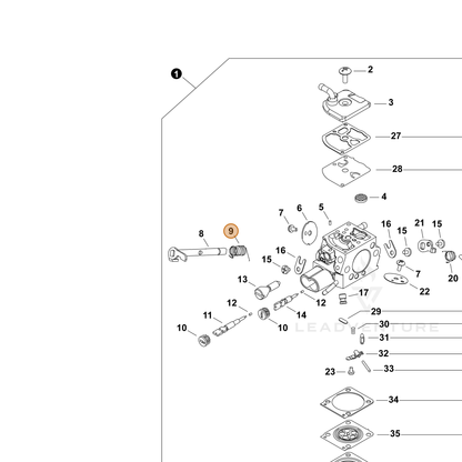 ECHO part P005004090 — IPL diagram snippet (6x zoom, amber highlight)