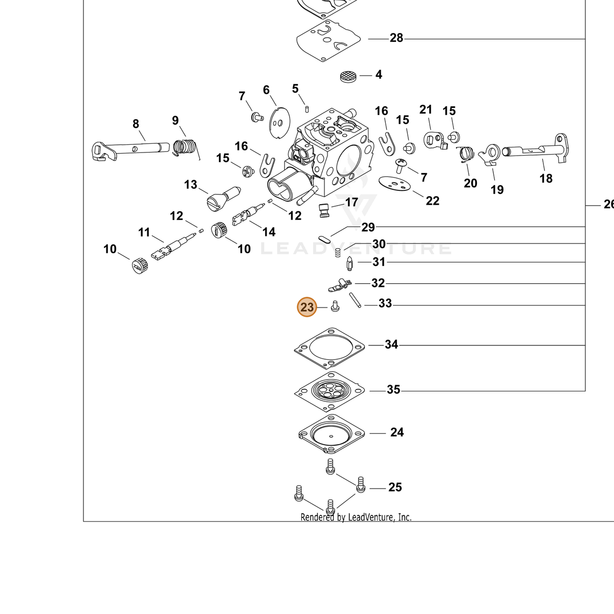 ECHO part P005004130 — IPL diagram snippet (6x zoom, amber highlight)