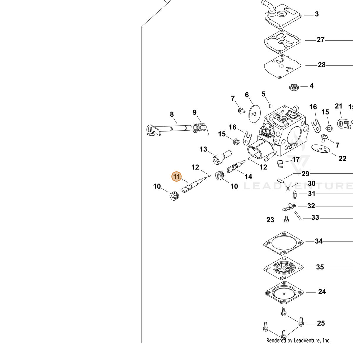 ECHO part P005004150 — IPL diagram snippet (6x zoom, amber highlight)
