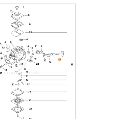 ECHO part P005004180 — IPL diagram snippet (6x zoom, amber highlight)