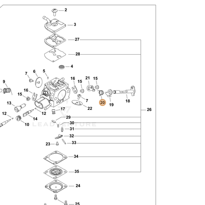 ECHO part P005004210 — IPL diagram snippet (6x zoom, amber highlight)
