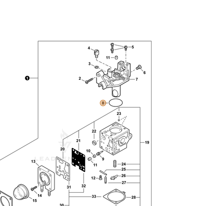 ECHO part P005004260 — IPL diagram snippet (6x zoom, amber highlight)