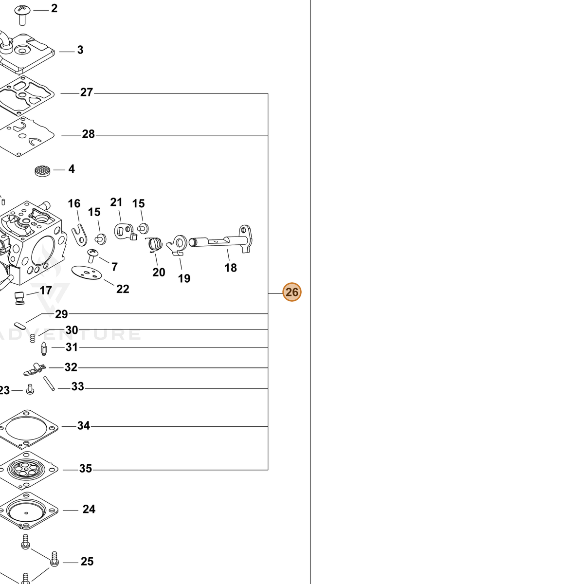 ECHO part P005004310 — IPL diagram snippet (6x zoom, amber highlight)