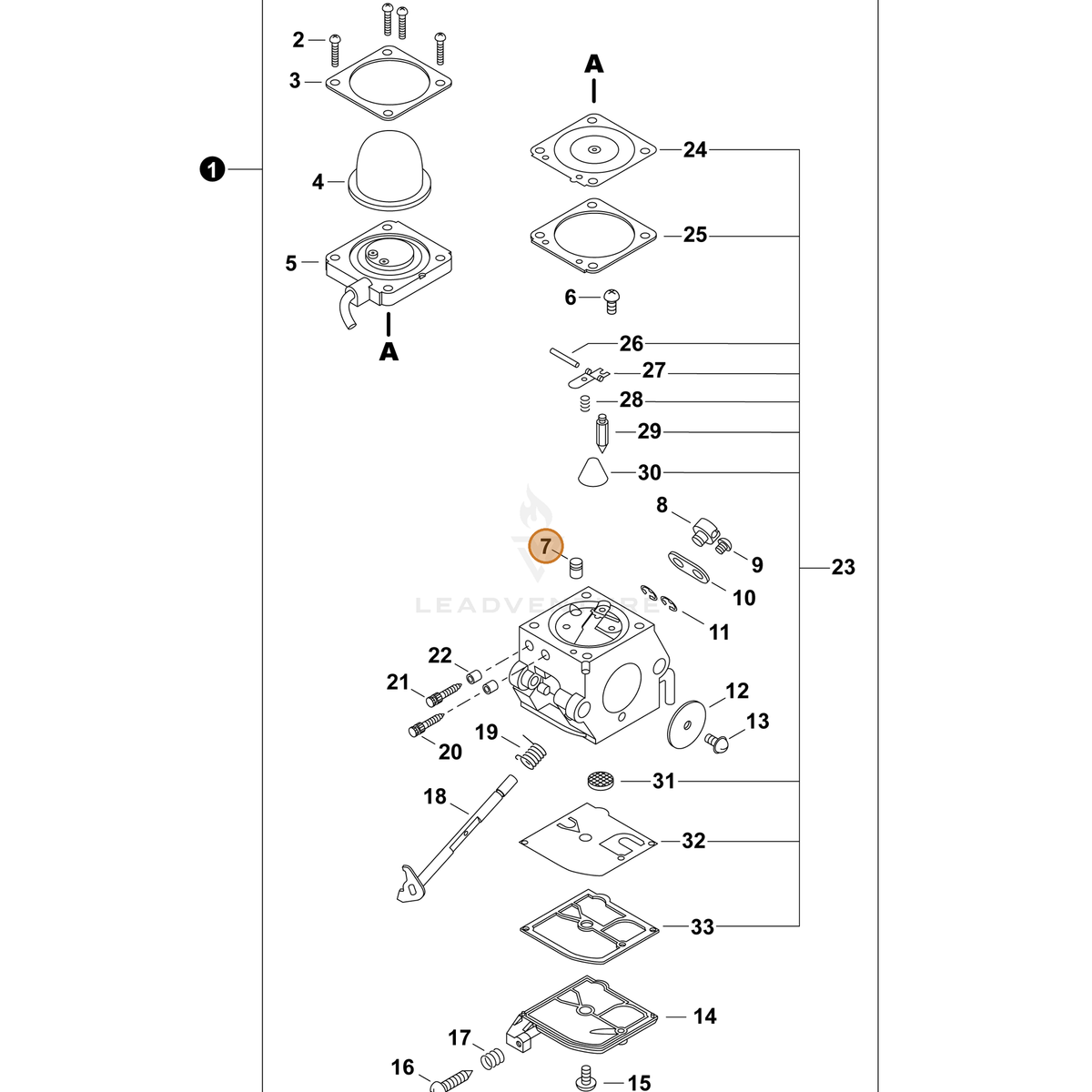 Echo part P005004380 — IPL diagram snippet (6x zoom, amber highlight)