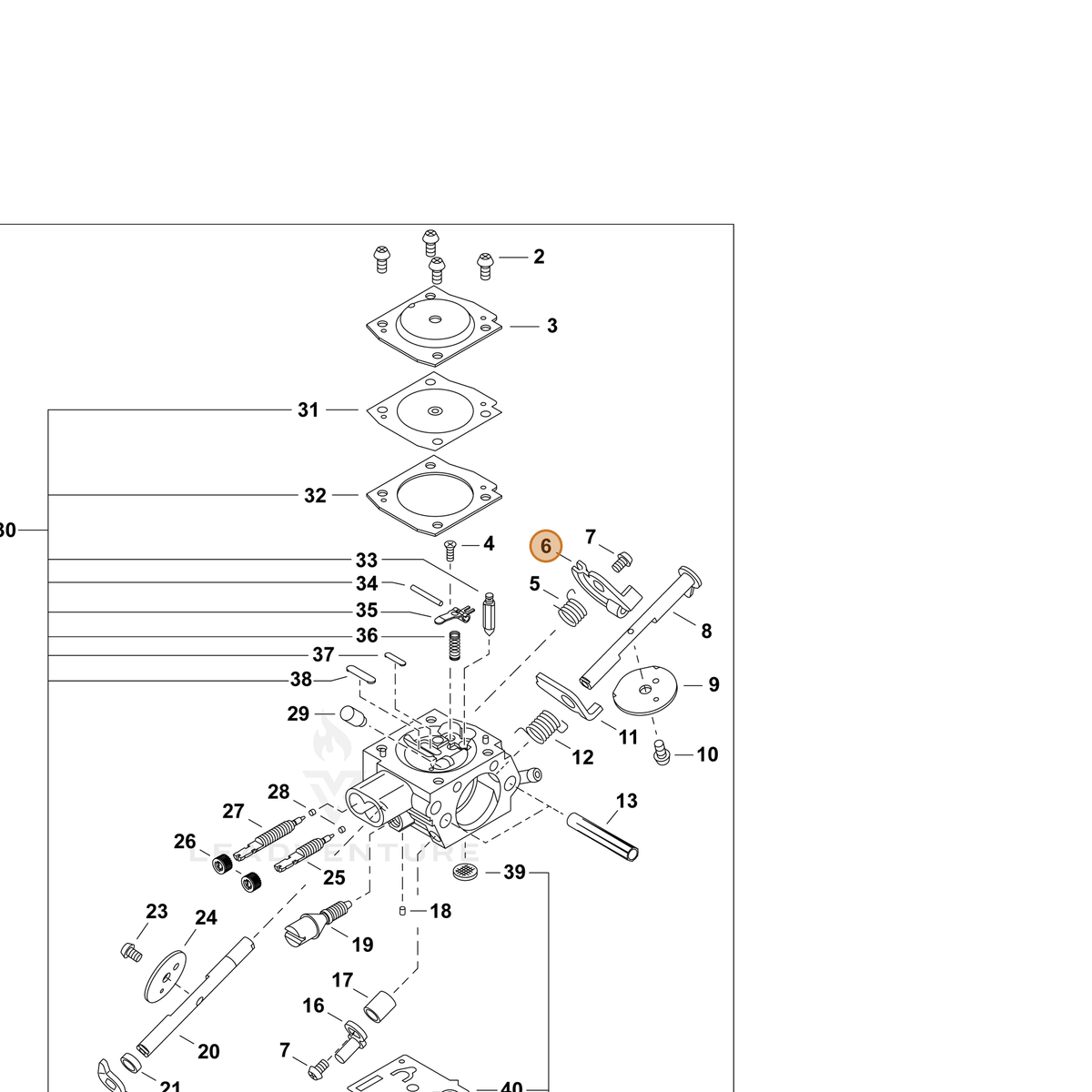 ECHO part P005004430 — IPL diagram snippet (6x zoom, amber highlight)