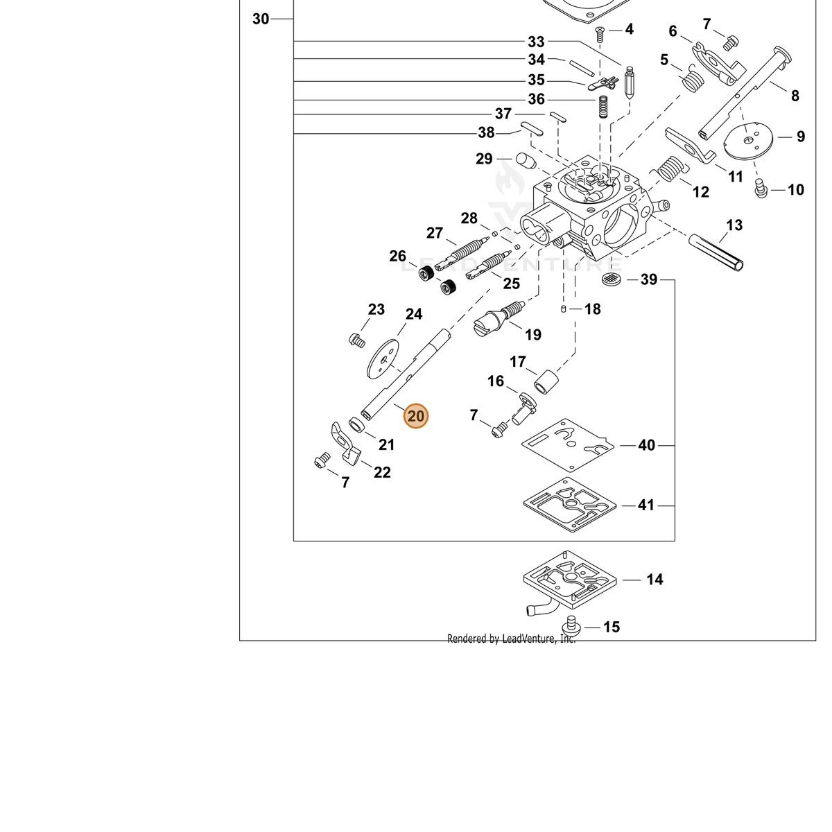 ECHO part P005004440 — IPL diagram snippet (6x zoom, amber highlight)