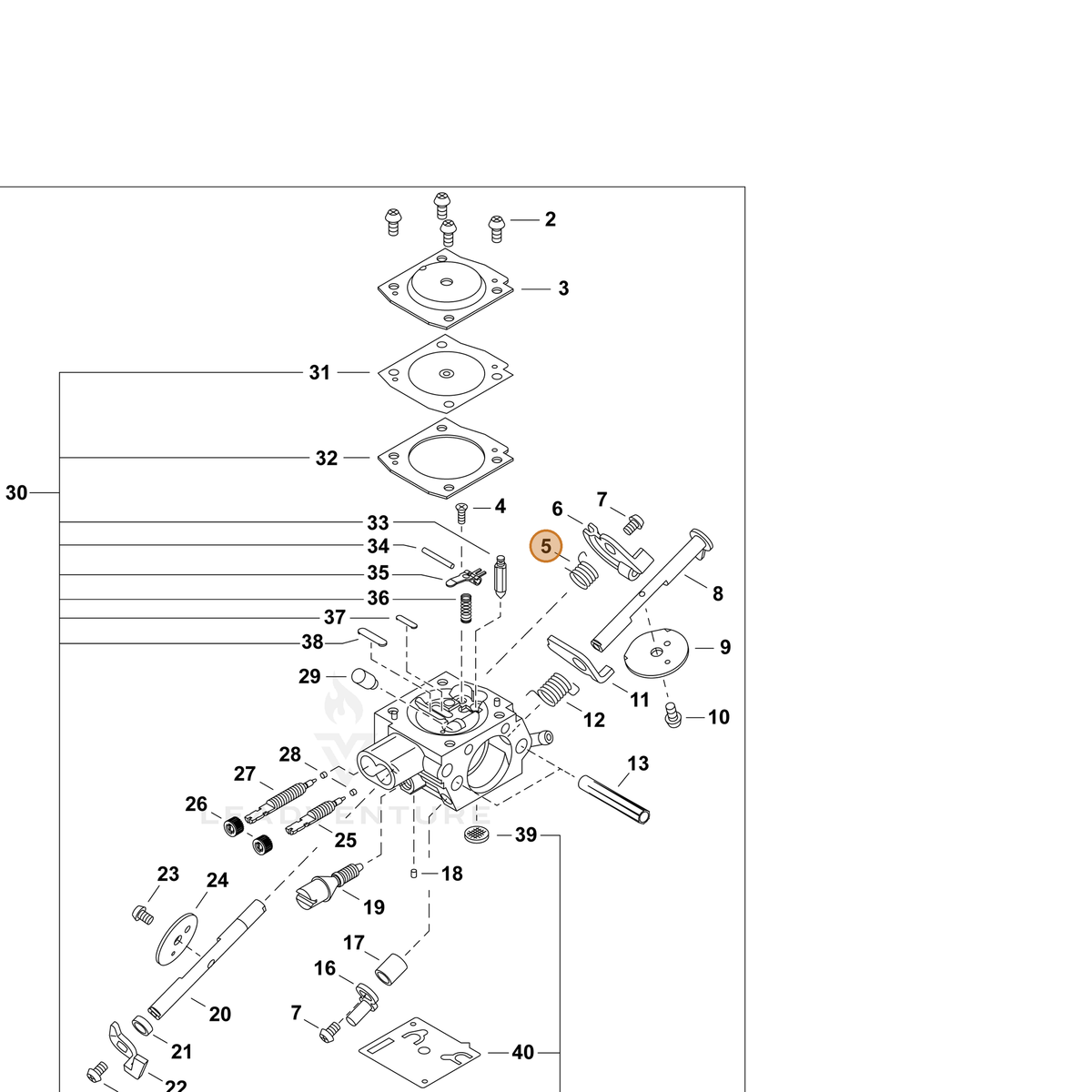 ECHO part P005004450 — IPL diagram snippet (6x zoom, amber highlight)