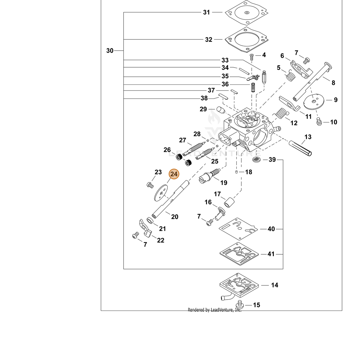 ECHO part P005004460 — IPL diagram snippet (6x zoom, amber highlight)