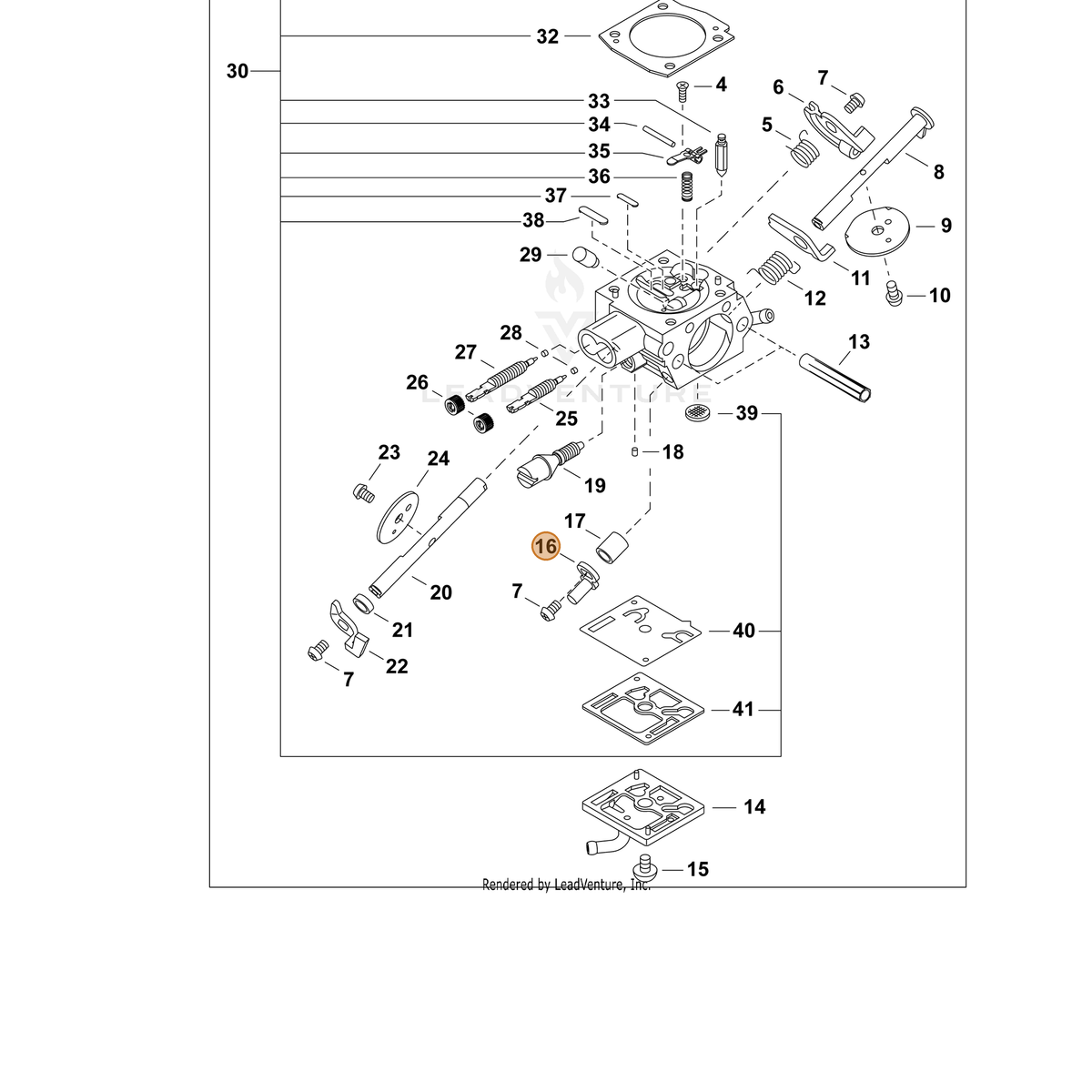ECHO part P005004510 — IPL diagram snippet (6x zoom, amber highlight)