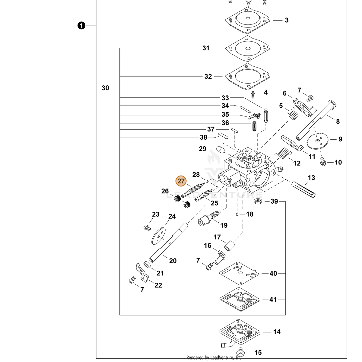 ECHO part P005004520 — IPL diagram snippet (6x zoom, amber highlight)