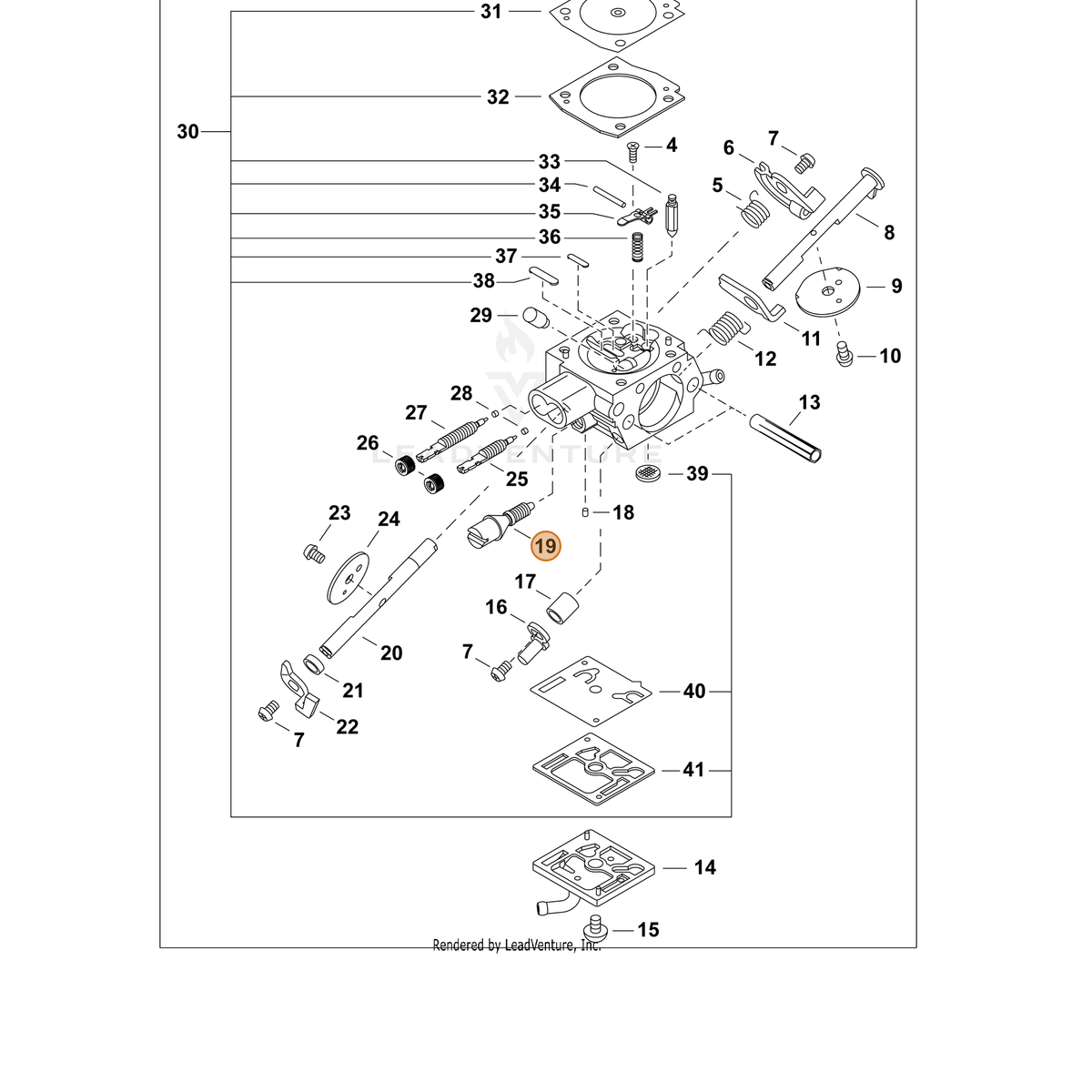 ECHO part P005004540 — IPL diagram snippet (6x zoom, amber highlight)
