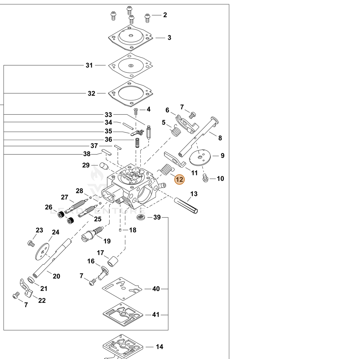 ECHO part P005004610 — IPL diagram snippet (6x zoom, amber highlight)