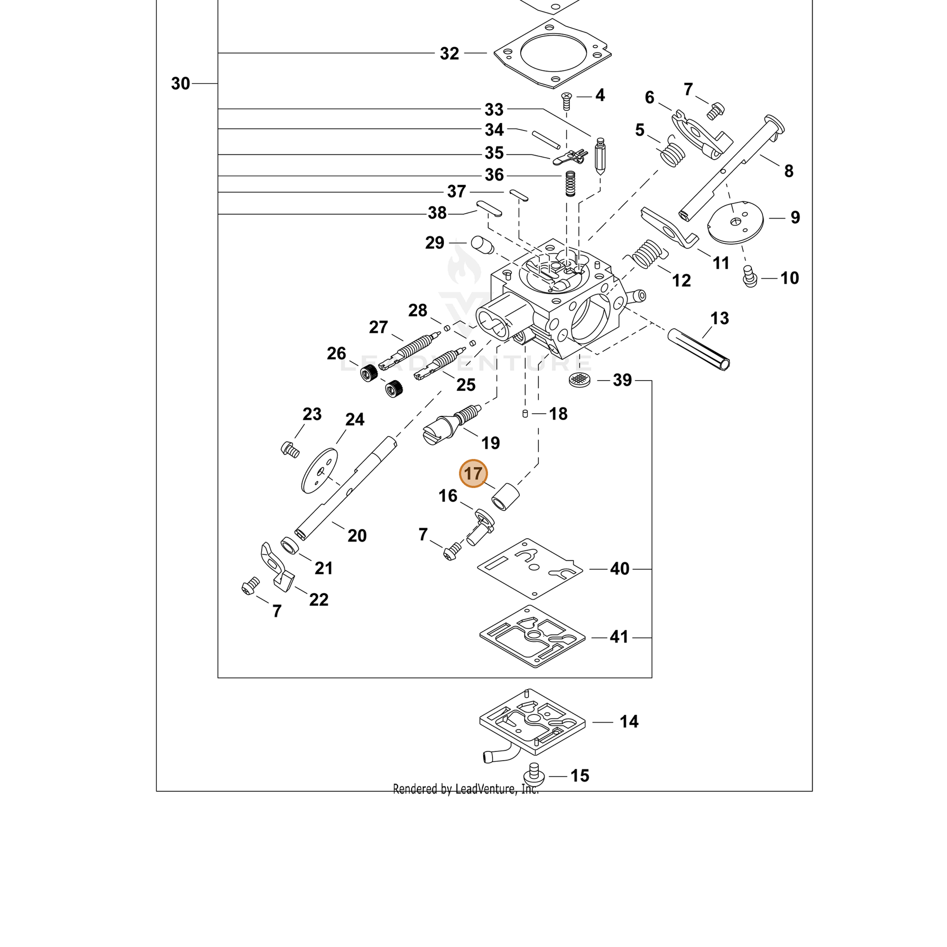 ECHO part P005004620 — IPL diagram snippet (6x zoom, amber highlight)