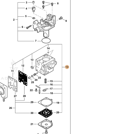 Echo part P005004730 — IPL diagram snippet (6x zoom, amber highlight)
