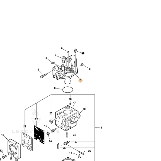 Echo part P005004790 — IPL diagram snippet (6x zoom, amber highlight)