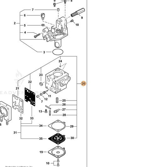 Echo part P005004970 — IPL diagram snippet (6x zoom, amber highlight)