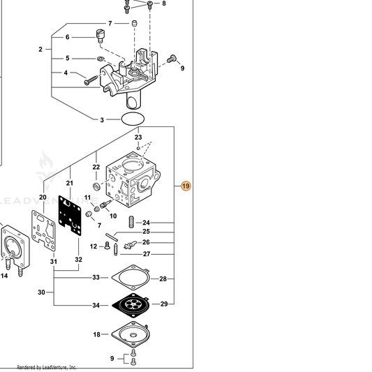 Echo part P005004980 — IPL diagram snippet (6x zoom, amber highlight)