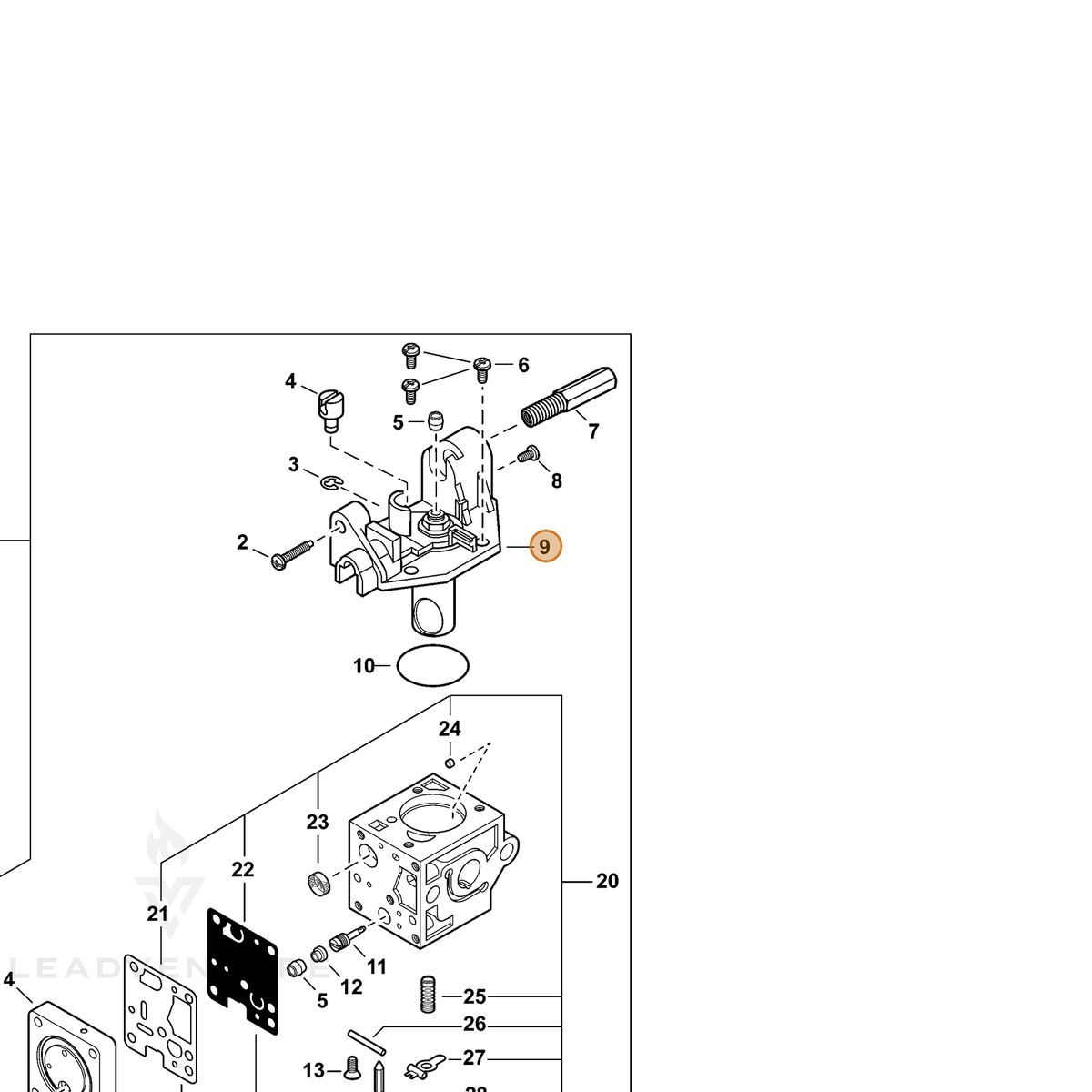 Echo part P005005260 — IPL diagram snippet (6x zoom, amber highlight)
