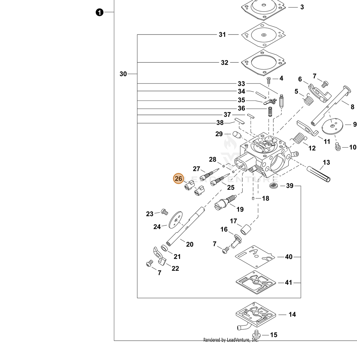 Echo part P005005360 — IPL diagram snippet (6x zoom, amber highlight)