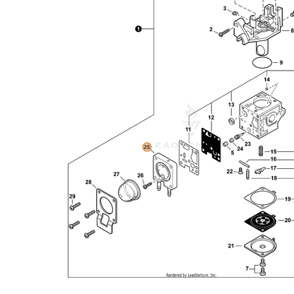 ECHO part P006000020 — IPL diagram snippet (6x zoom, amber highlight)