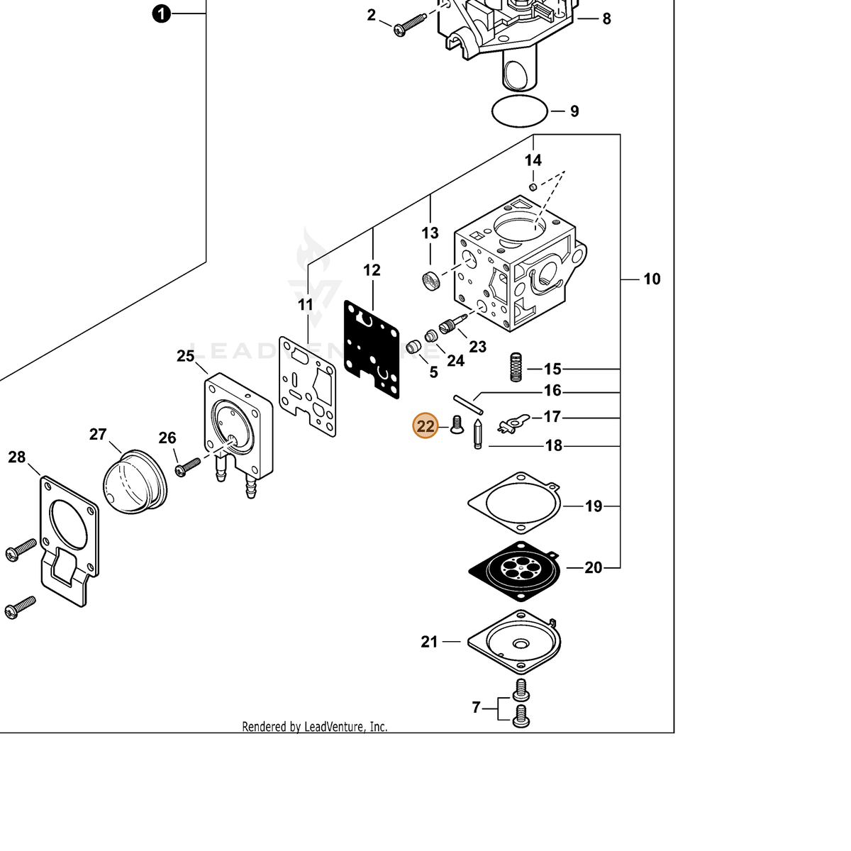 ECHO part P006000150 — IPL diagram snippet (6x zoom, amber highlight)