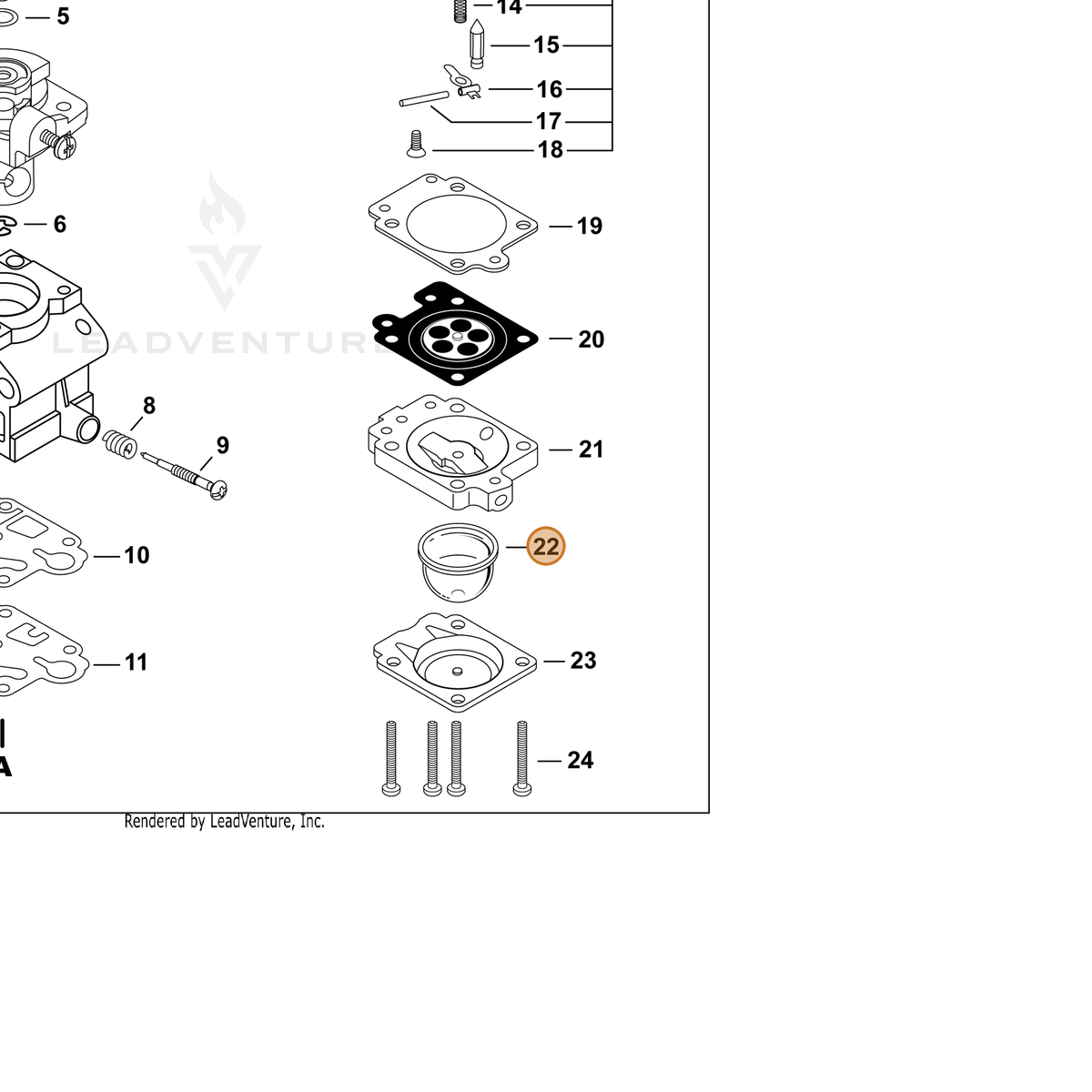ECHO part P006000290 — IPL diagram snippet (6x zoom, amber highlight)
