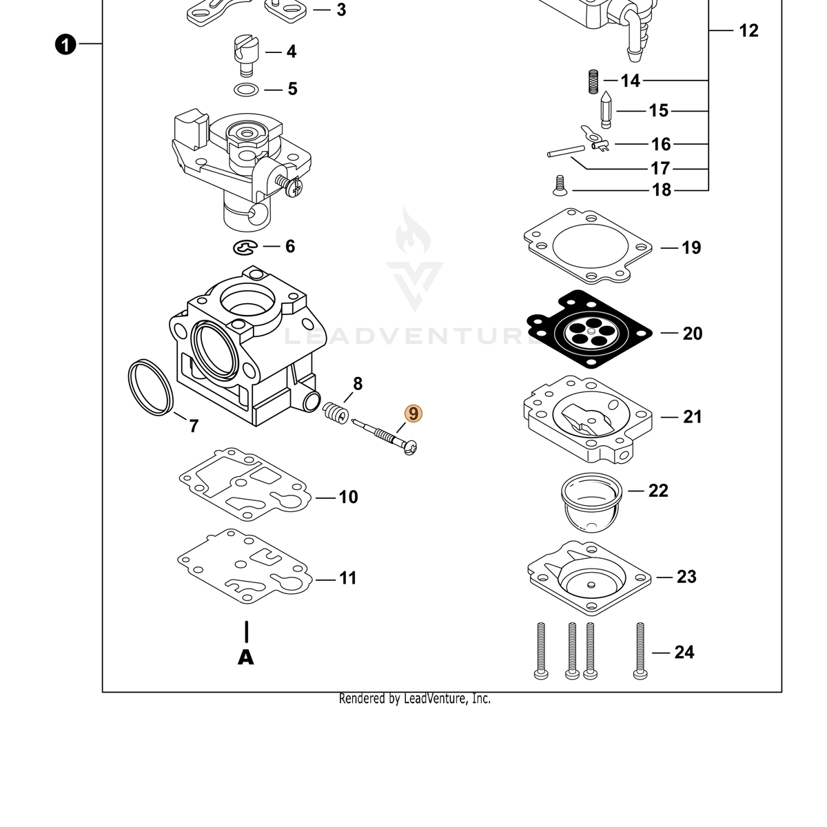 ECHO part P006000340 — IPL diagram snippet (6x zoom, amber highlight)