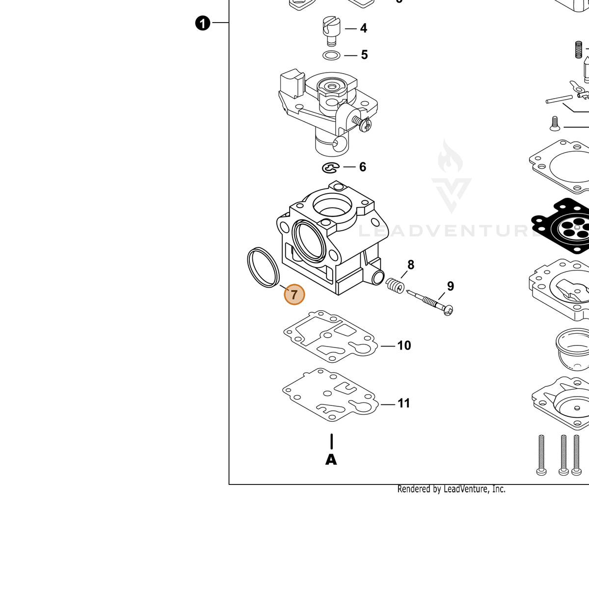 ECHO part P006000360 — IPL diagram snippet (6x zoom, amber highlight)