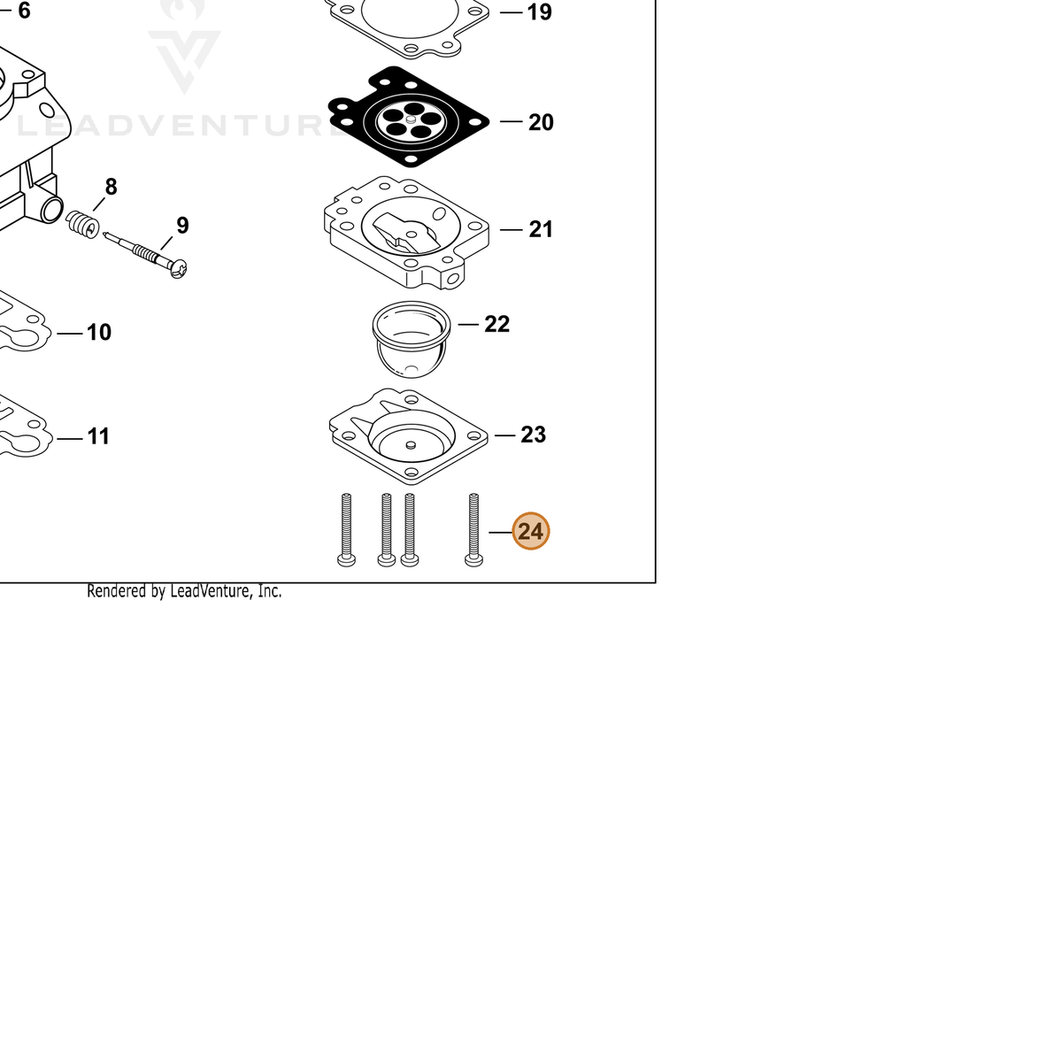 ECHO part P006000370 — IPL diagram snippet (6x zoom, amber highlight)