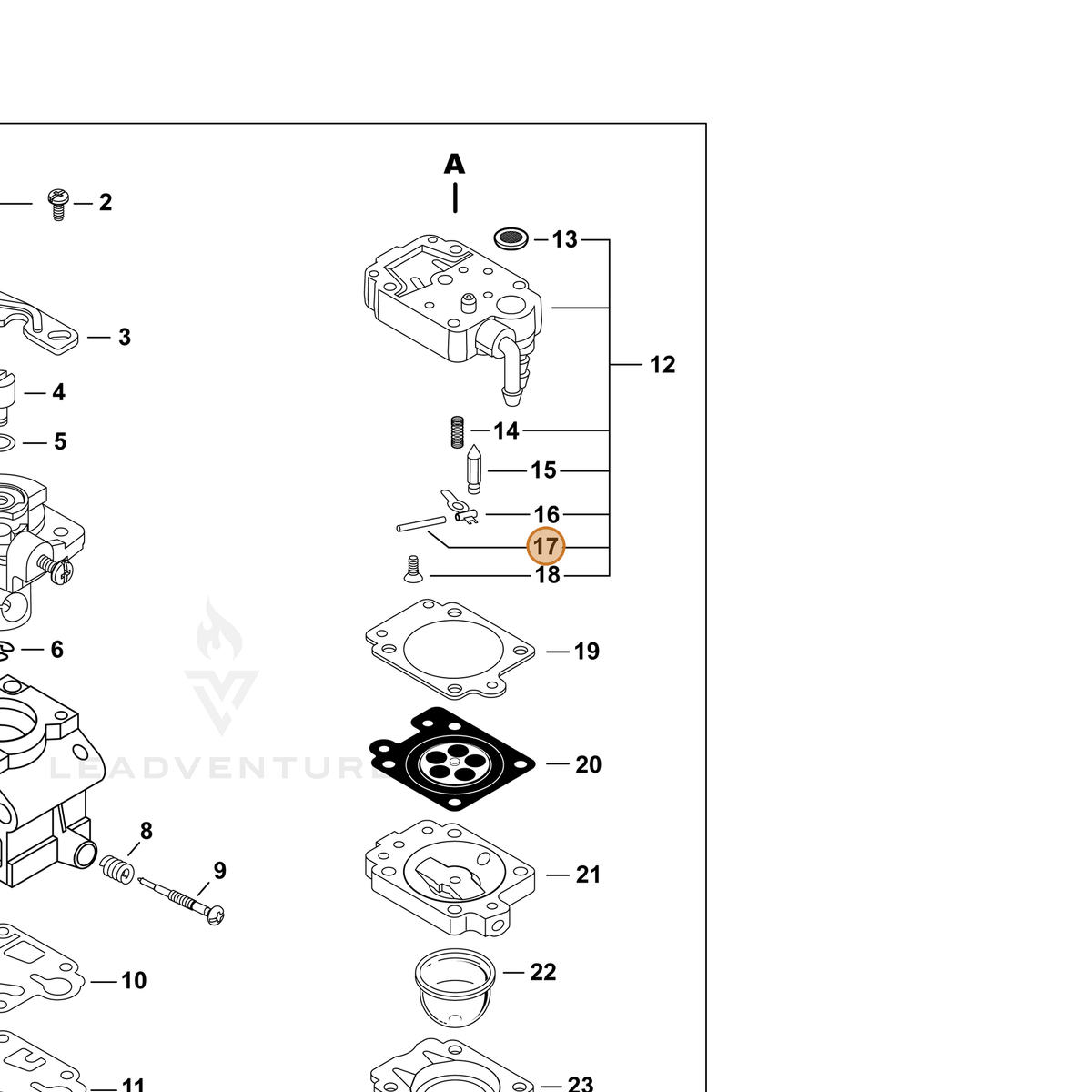 ECHO part P006000440 — IPL diagram snippet (6x zoom, amber highlight)