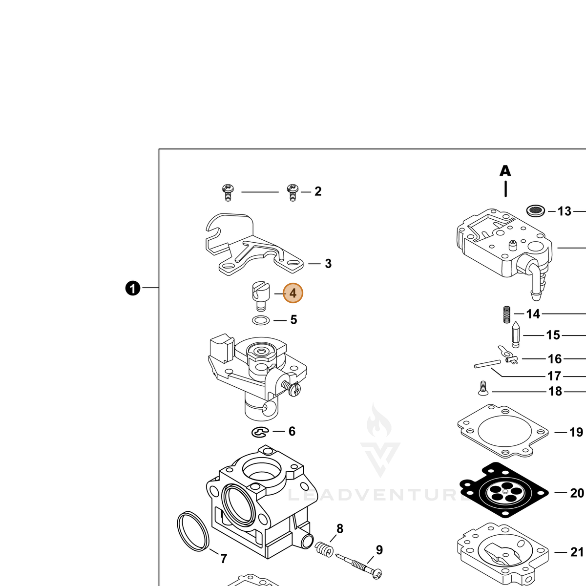 ECHO part P006000470 — IPL diagram snippet (6x zoom, amber highlight)