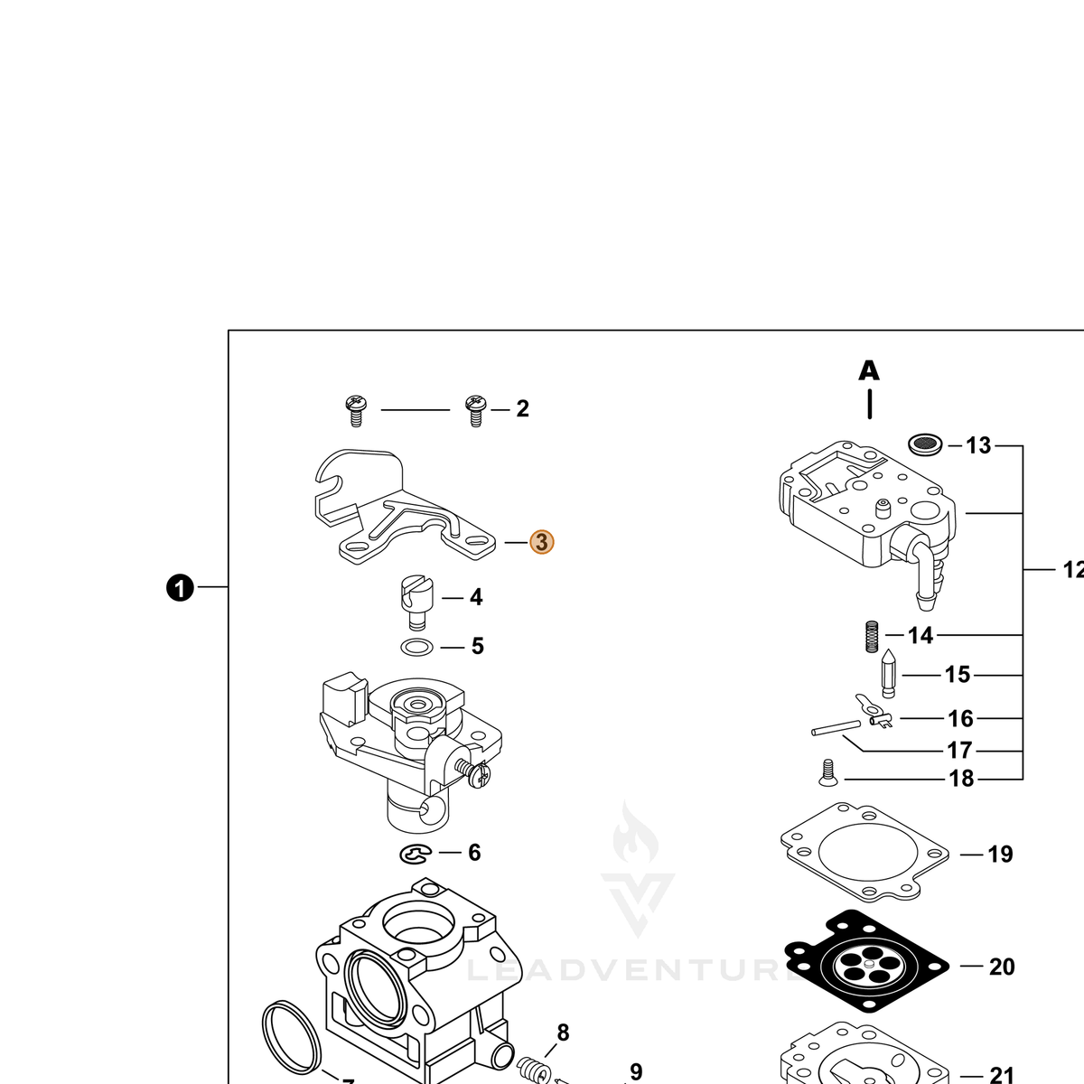 ECHO part P006000490 — IPL diagram snippet (6x zoom, amber highlight)