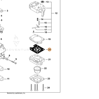 ECHO part P006000500 — IPL diagram snippet (6x zoom, amber highlight)