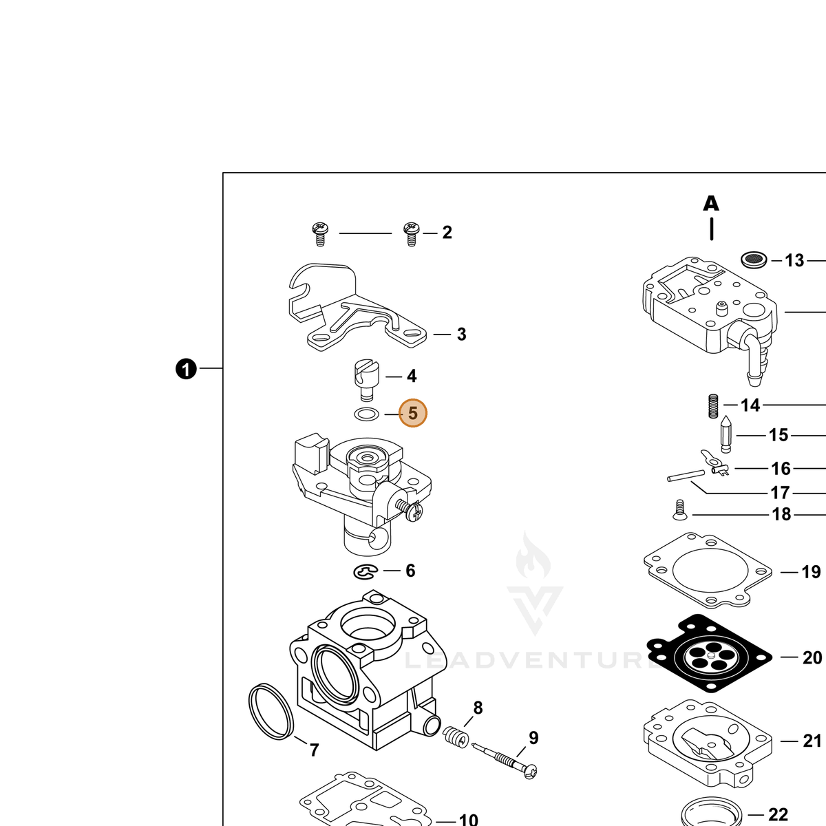 ECHO part P006000510 — IPL diagram snippet (6x zoom, amber highlight)