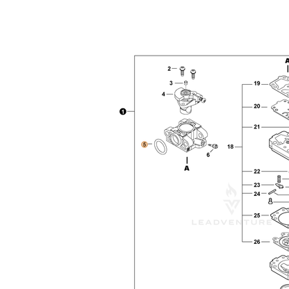 Echo part P006000580 — IPL diagram snippet (6x zoom, amber highlight)