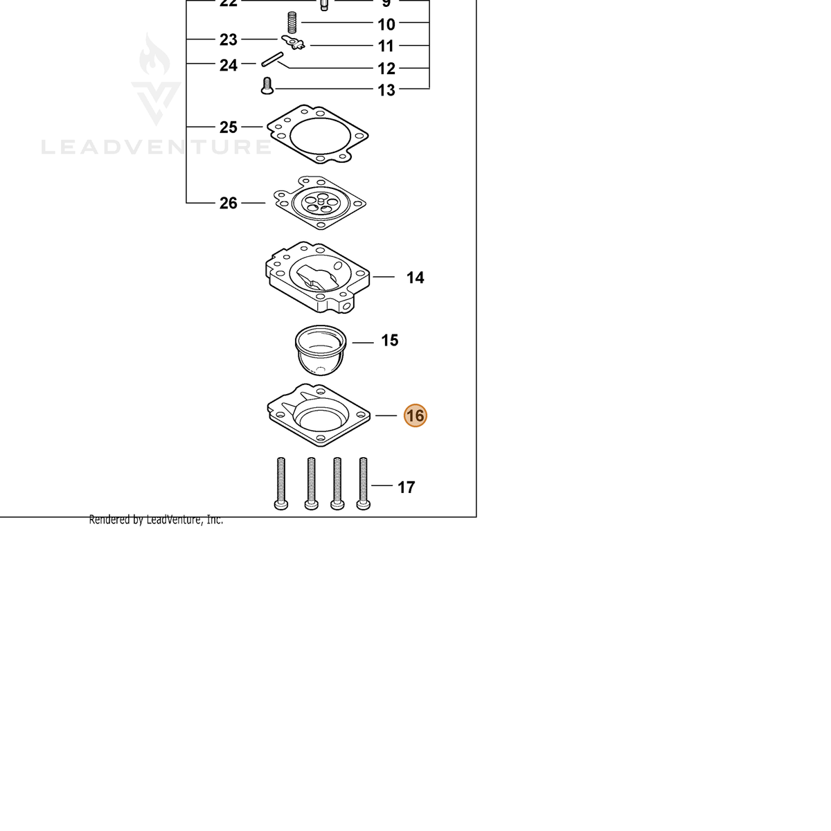 Echo part P006000710 — IPL diagram snippet (6x zoom, amber highlight)